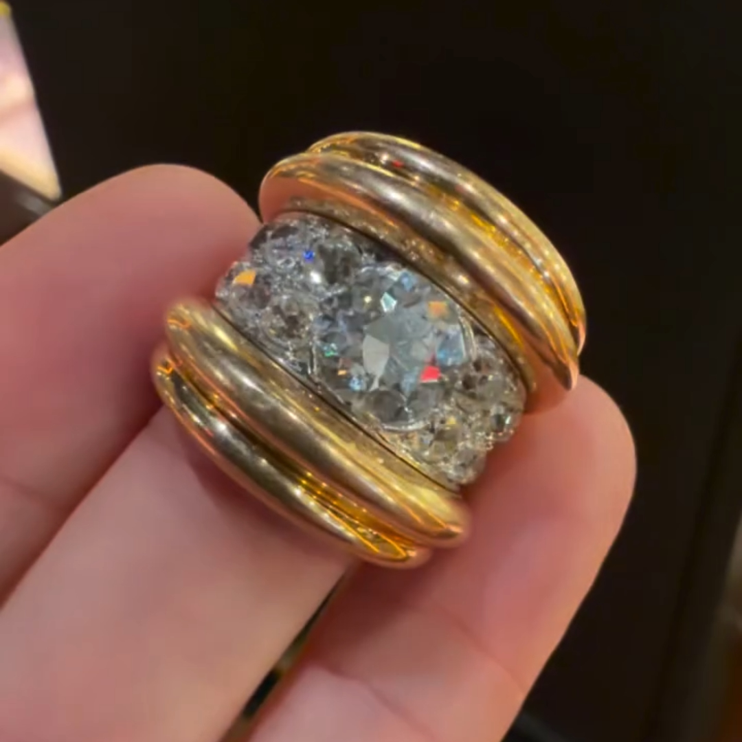 2.05ct Retro Design Old European‑cut White Stone Ring