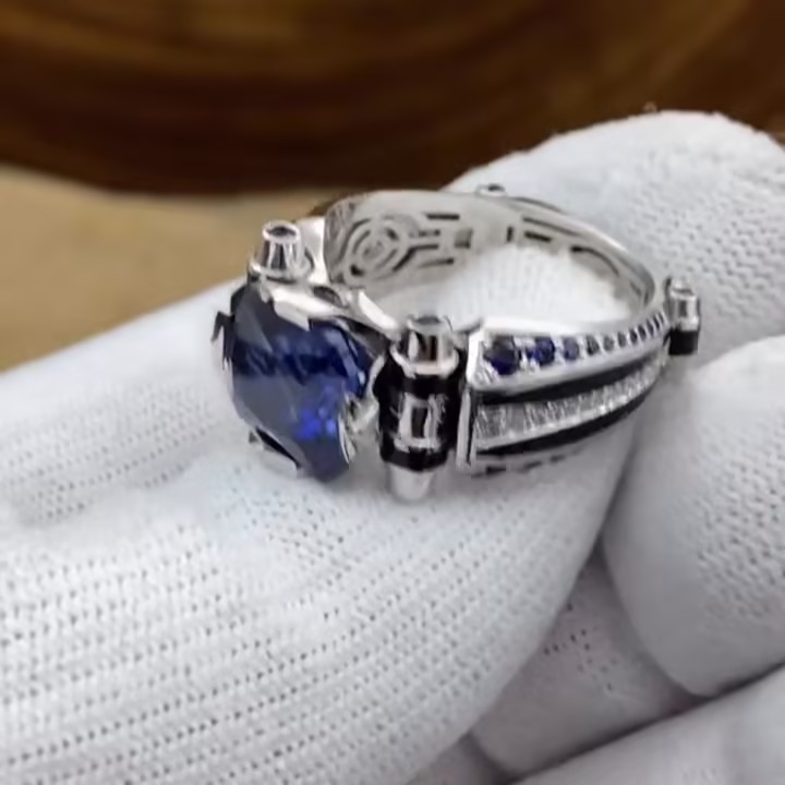 4ct Modern Design Blue Sapphire Ring for Men