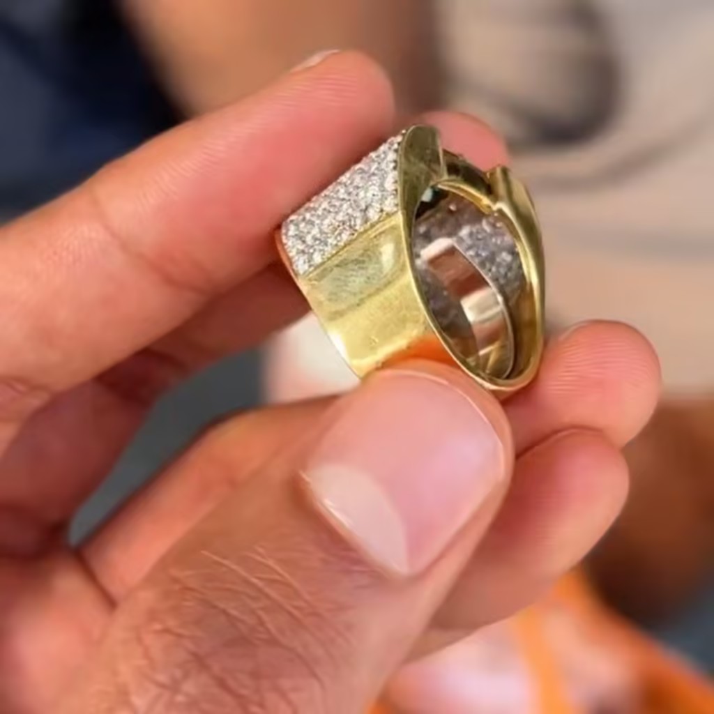 Pave Set 4ct Emerald Ring for Men