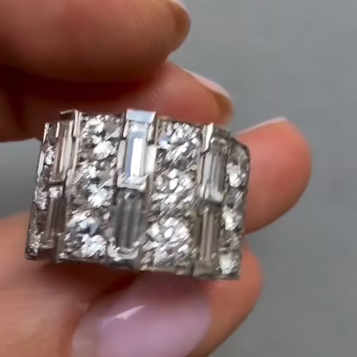 11.95ctw Multi-cut Three-row White Stone Ring