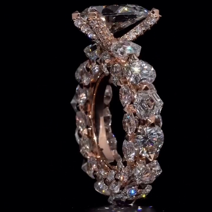 2ct Pear Cut White Stone Ring Set/2pcs