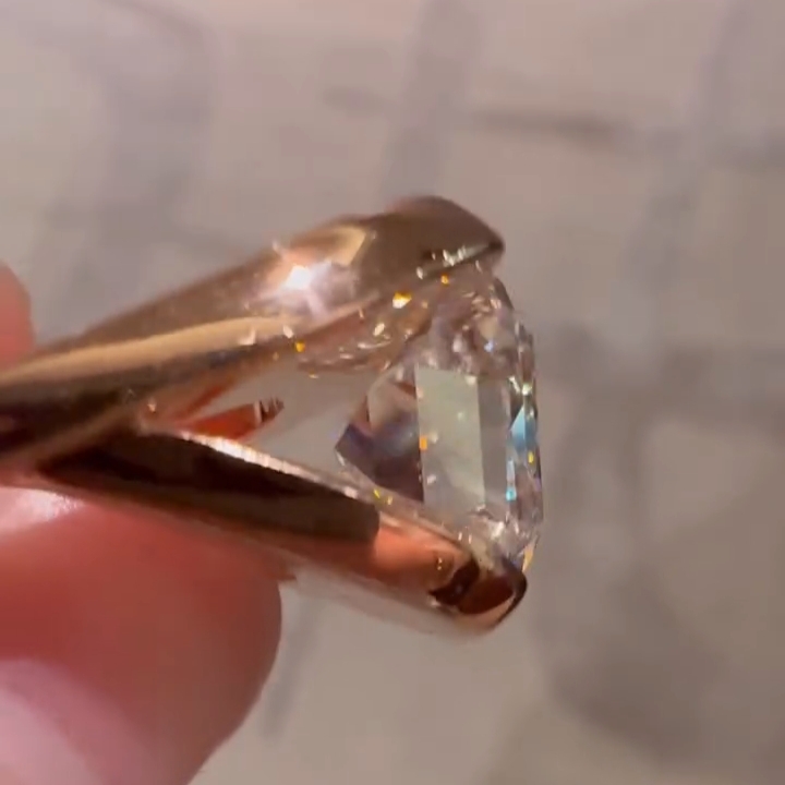 Channel Setting 7.5ct Emerald Cut White Stone Ring
