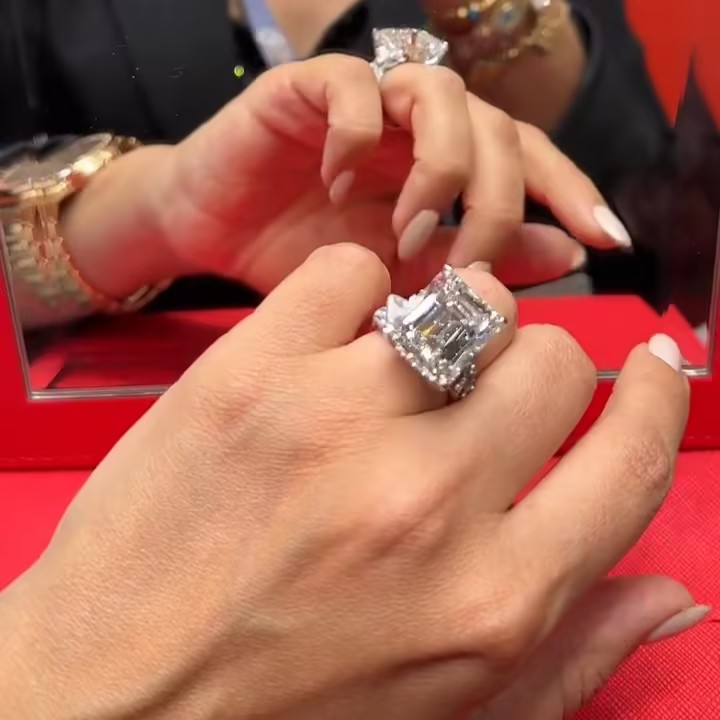 Stunning 4ct Emerald Cut White Stone Ring