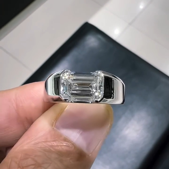 2.5ct Channel Set Emerald Cut Solitaire Ring