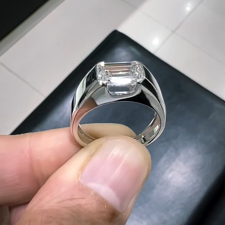 2.5ct Channel Set Emerald Cut Solitaire Ring