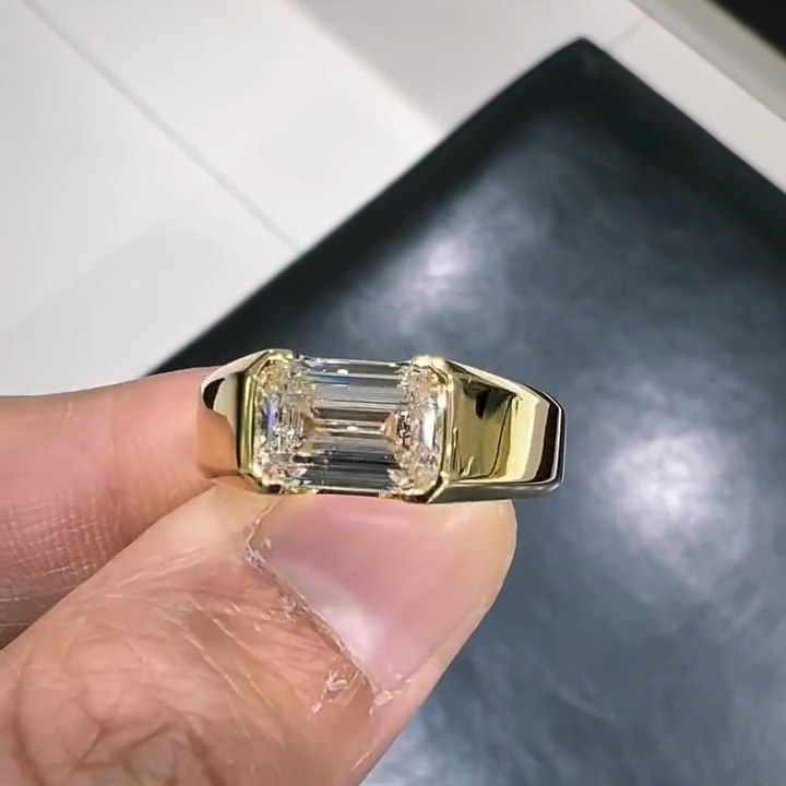 2.5ct Channel Set Emerald Cut Solitaire Ring