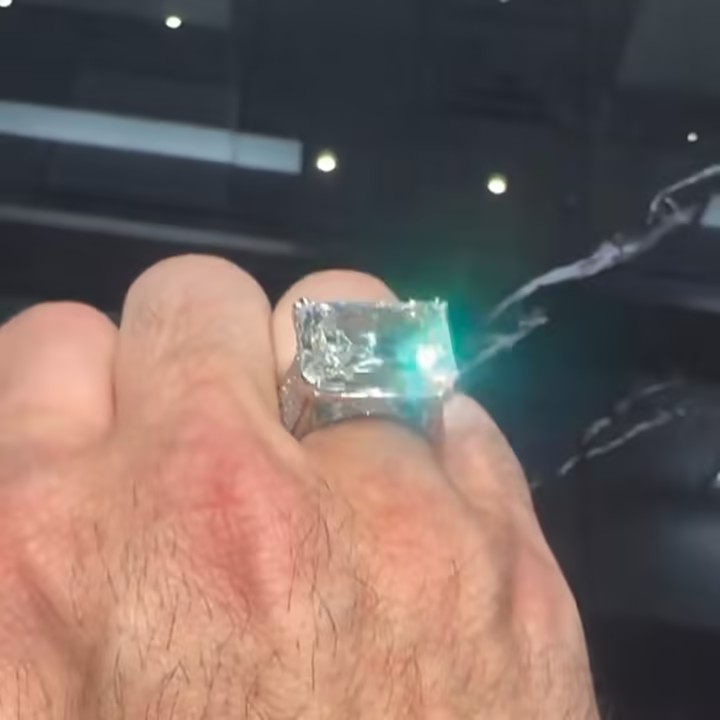 7ct Emerald Cut White Stone Ring for Men