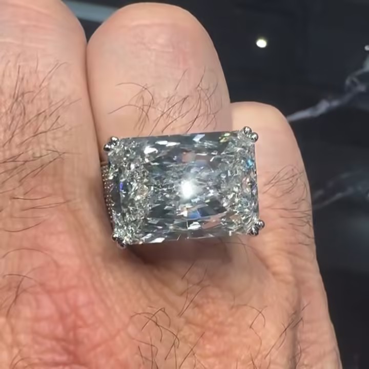 7ct Emerald Cut White Stone Ring for Men