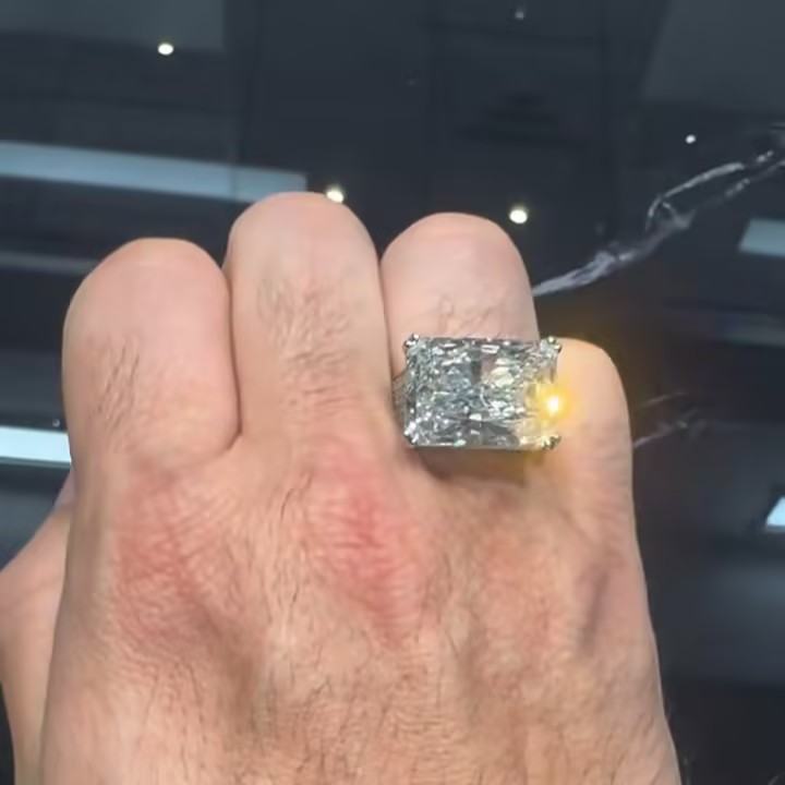 7ct Emerald Cut White Stone Ring for Men