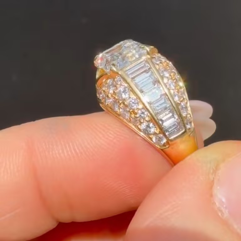 Bold 3.02ct Emerald Cut White Stone Ring for Men