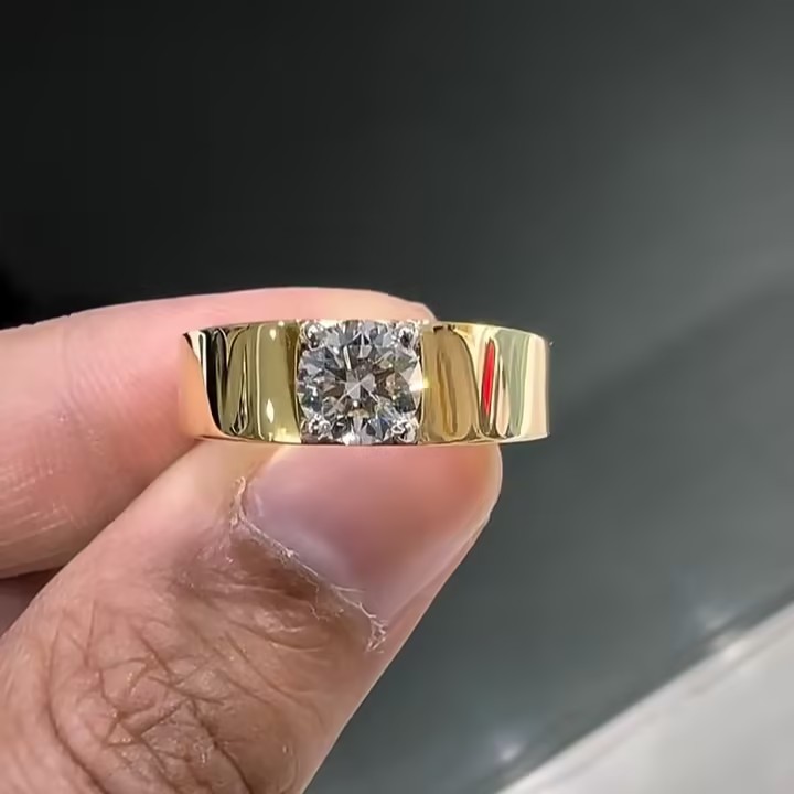 2ct Round Cut White Stone Solitaire Ring for Men