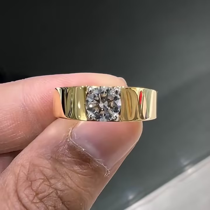 2ct Round Cut White Stone Solitaire Ring for Men