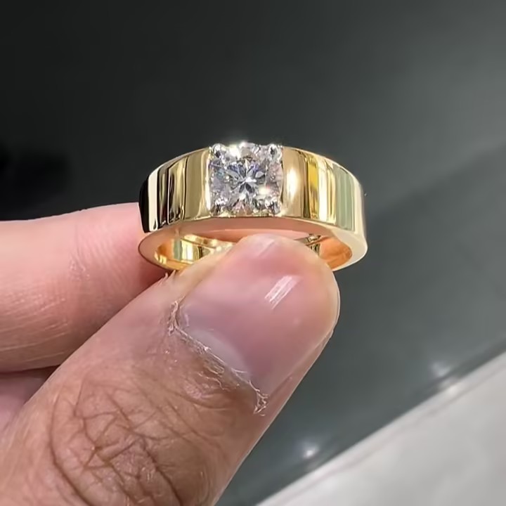 2ct Round Cut White Stone Solitaire Ring for Men