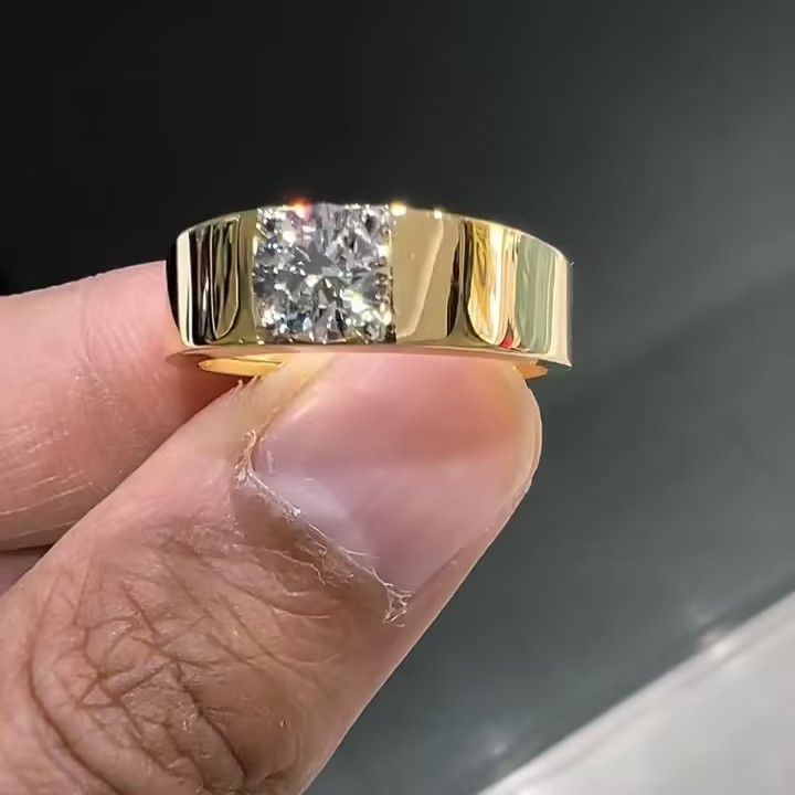 2ct Round Cut White Stone Solitaire Ring for Men