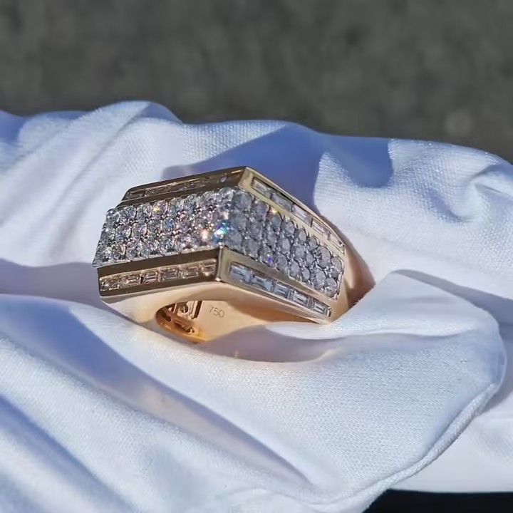 5.75ctw Baguette iced out ring for Men