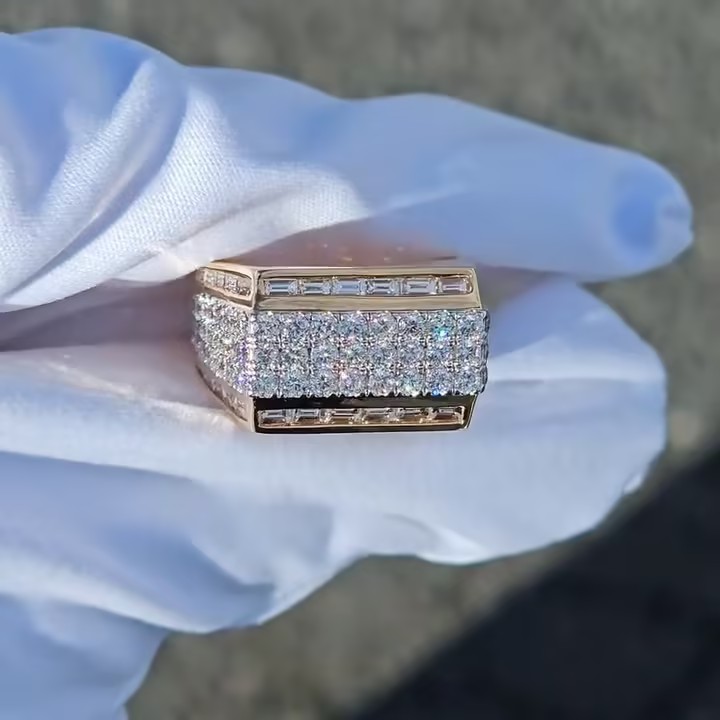 5.75ctw Baguette iced out ring for Men