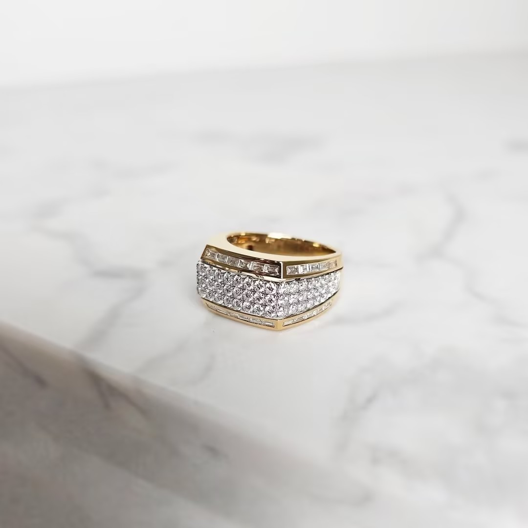 5.75ctw Baguette iced out ring for Men