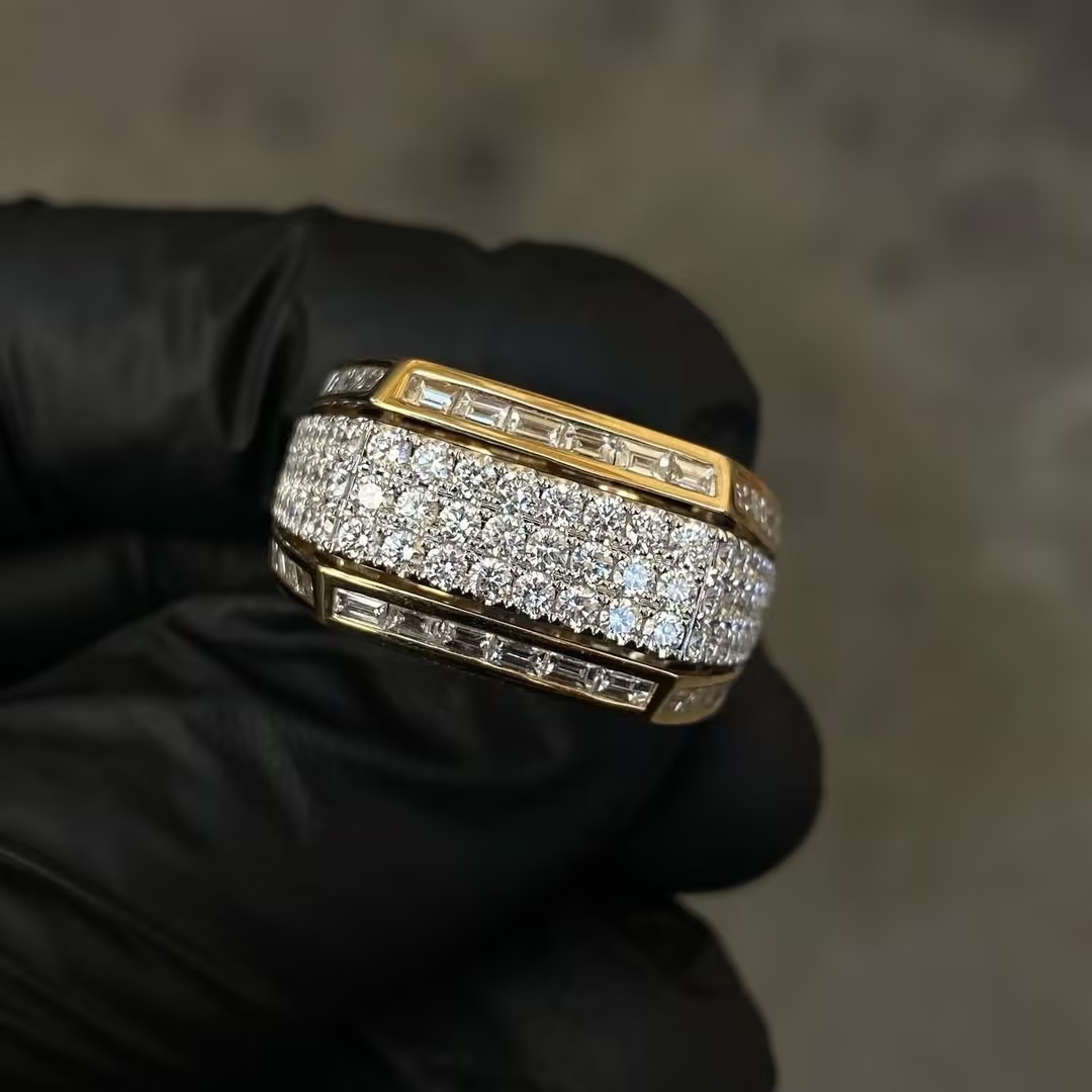 5.75ctw Baguette iced out ring for Men