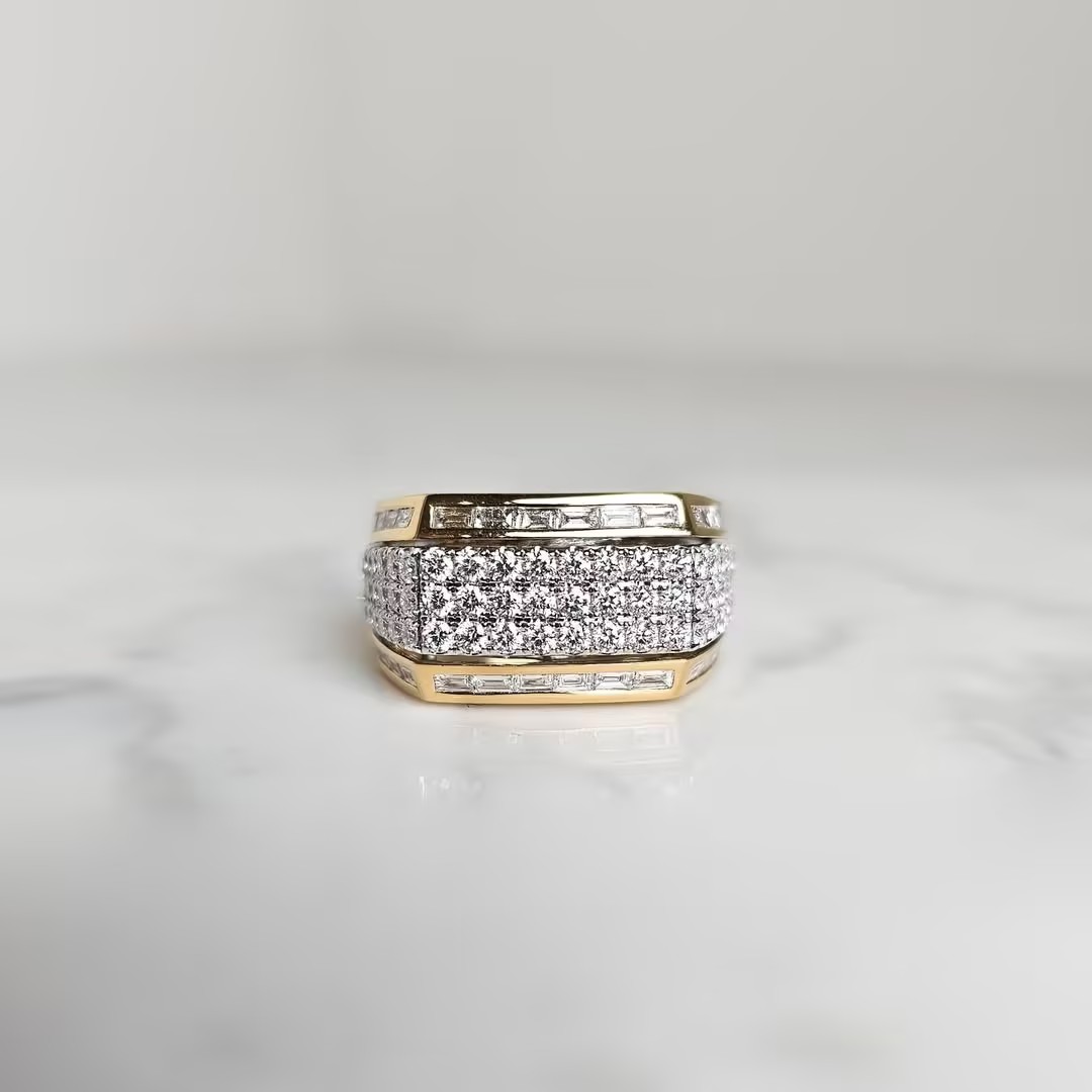 5.75ctw Baguette iced out ring for Men