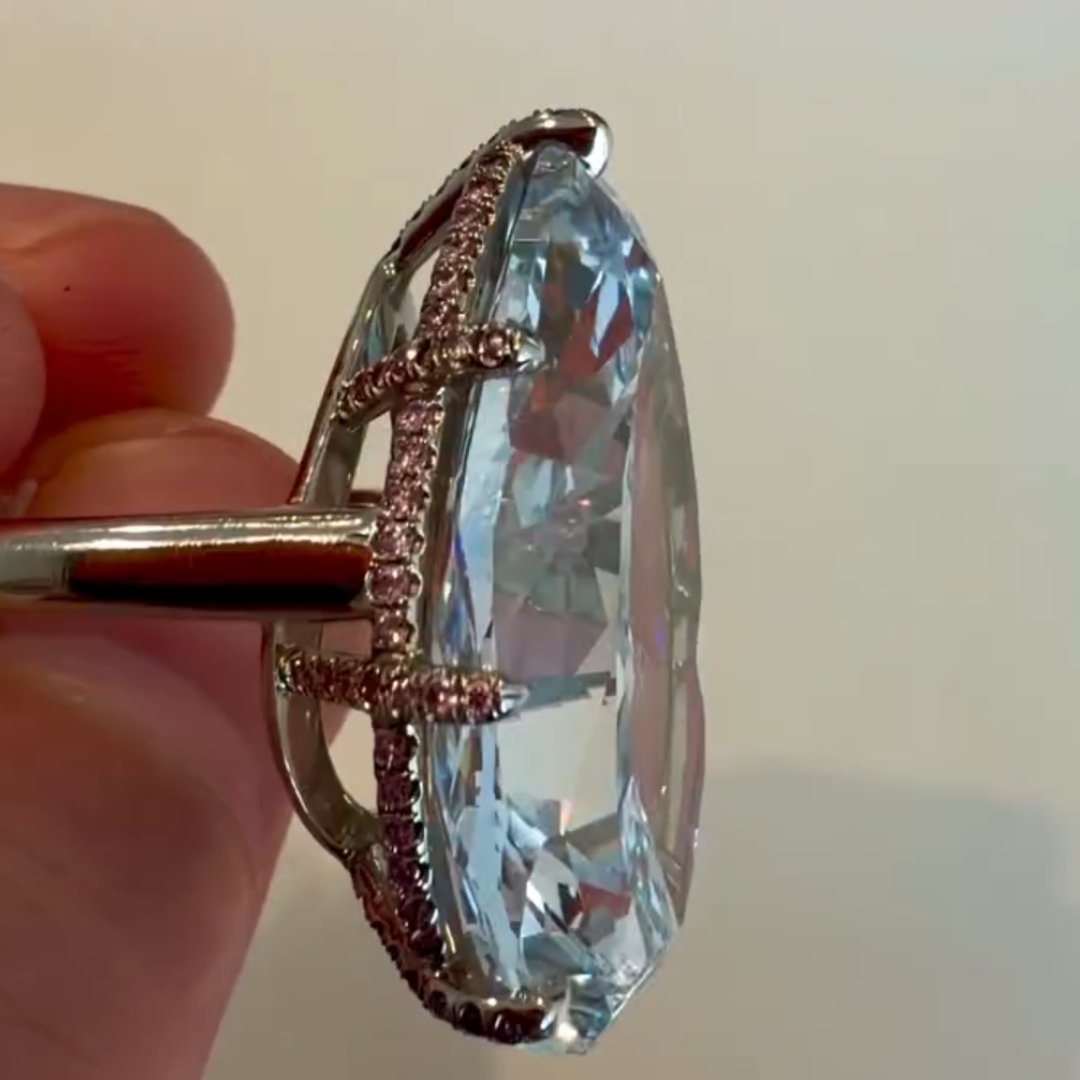 15ct Under Halo Pear Cut White Stone Ring 