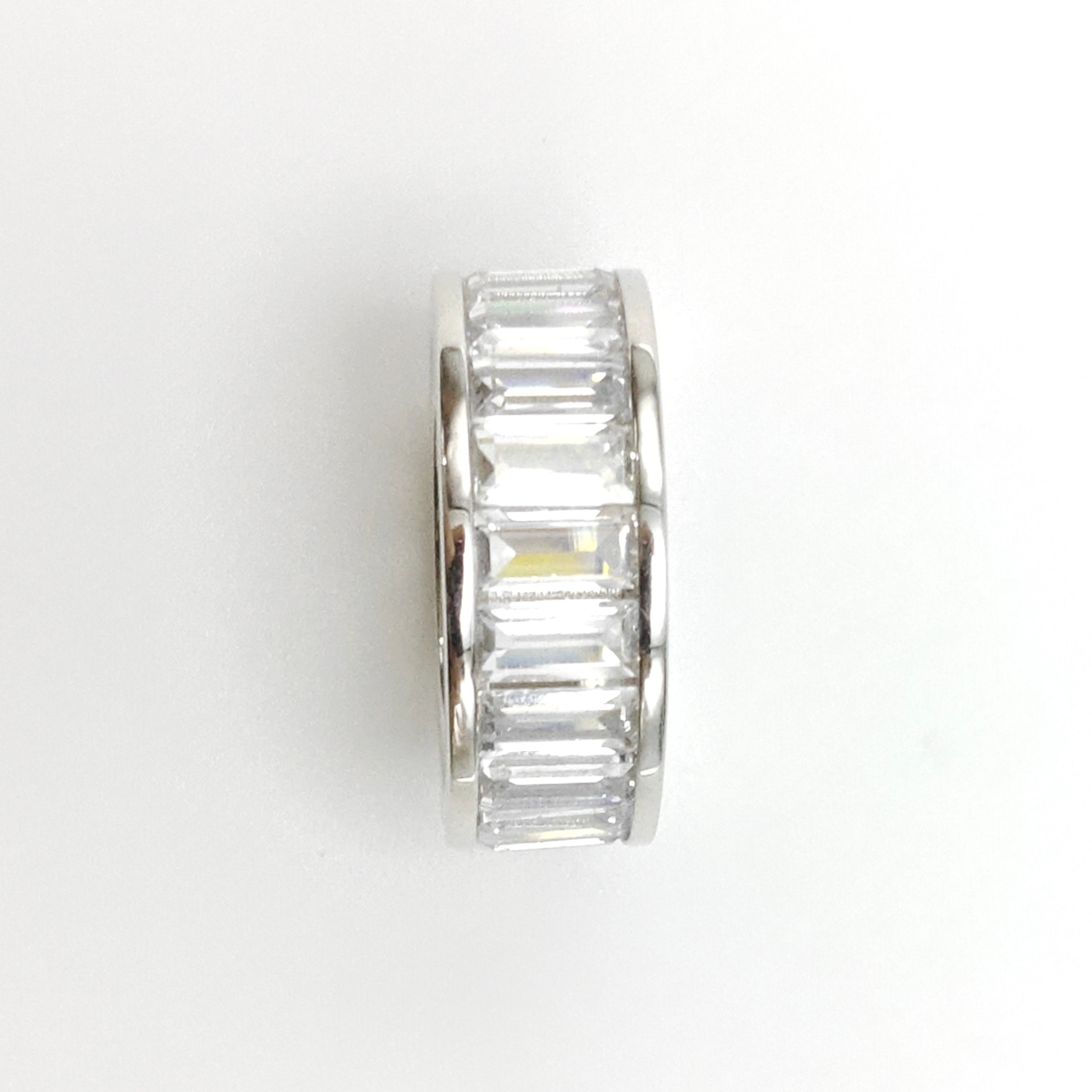 Emerald Cut Moissanite Eternity Band in 925 Sterling Silver Ring