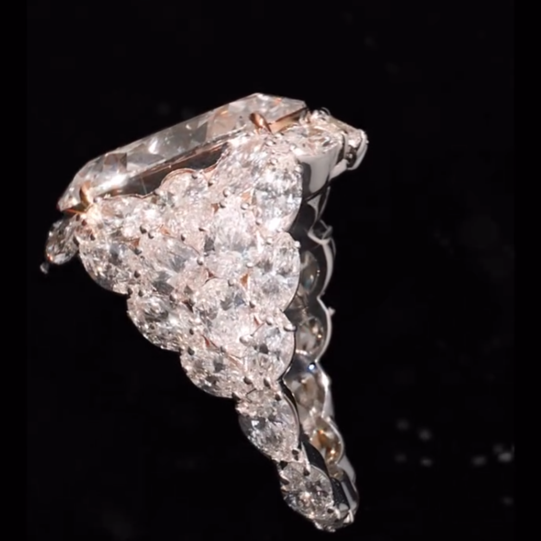 Full Pave Setting 10ct Oval Cut White Stone Cocktail Ring