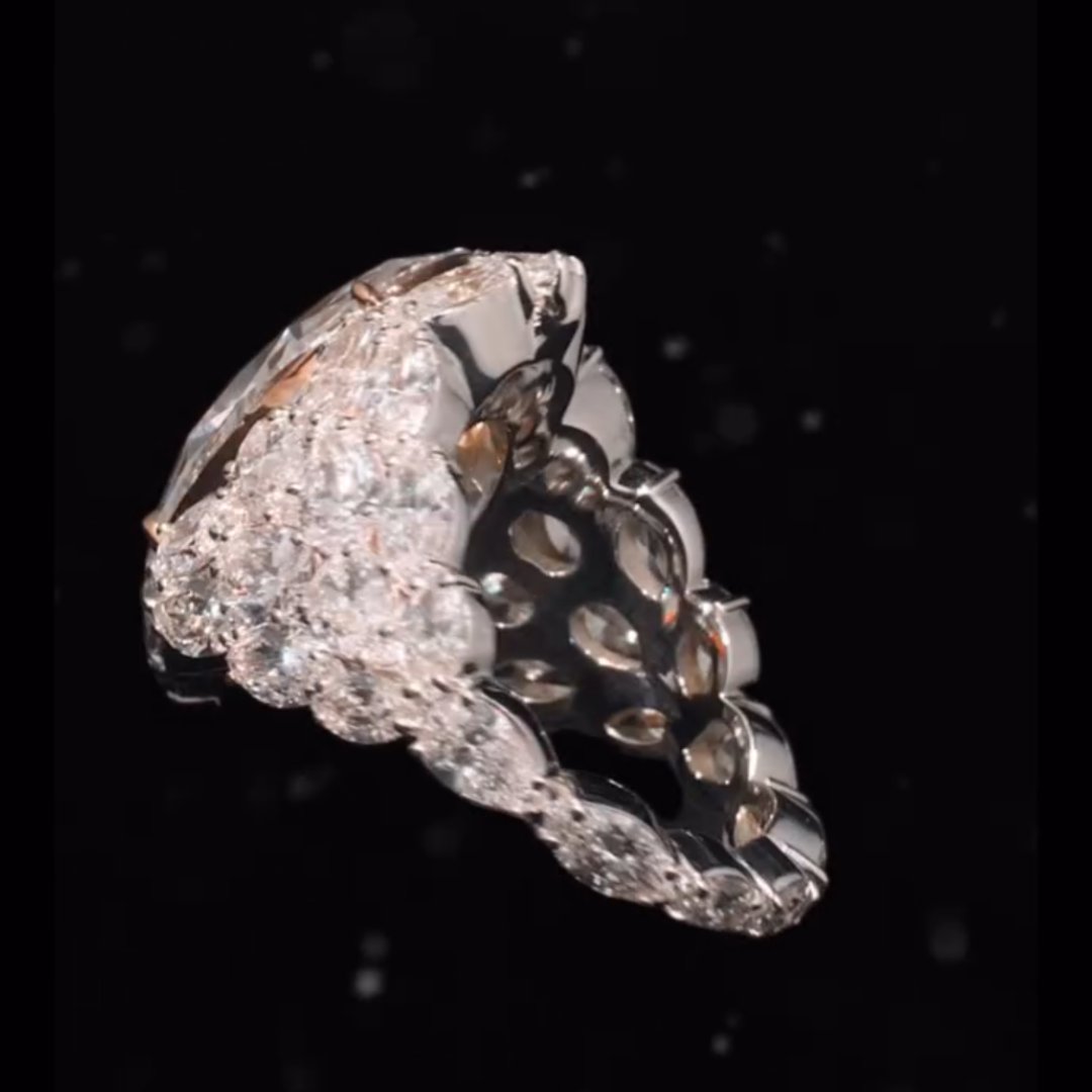Full Pave Setting 10ct Oval Cut White Stone Cocktail Ring