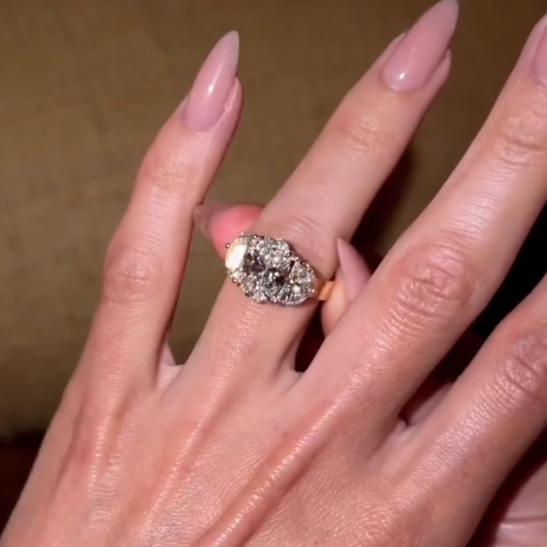 Classic 3ct Three-stone Design White Stone Ring