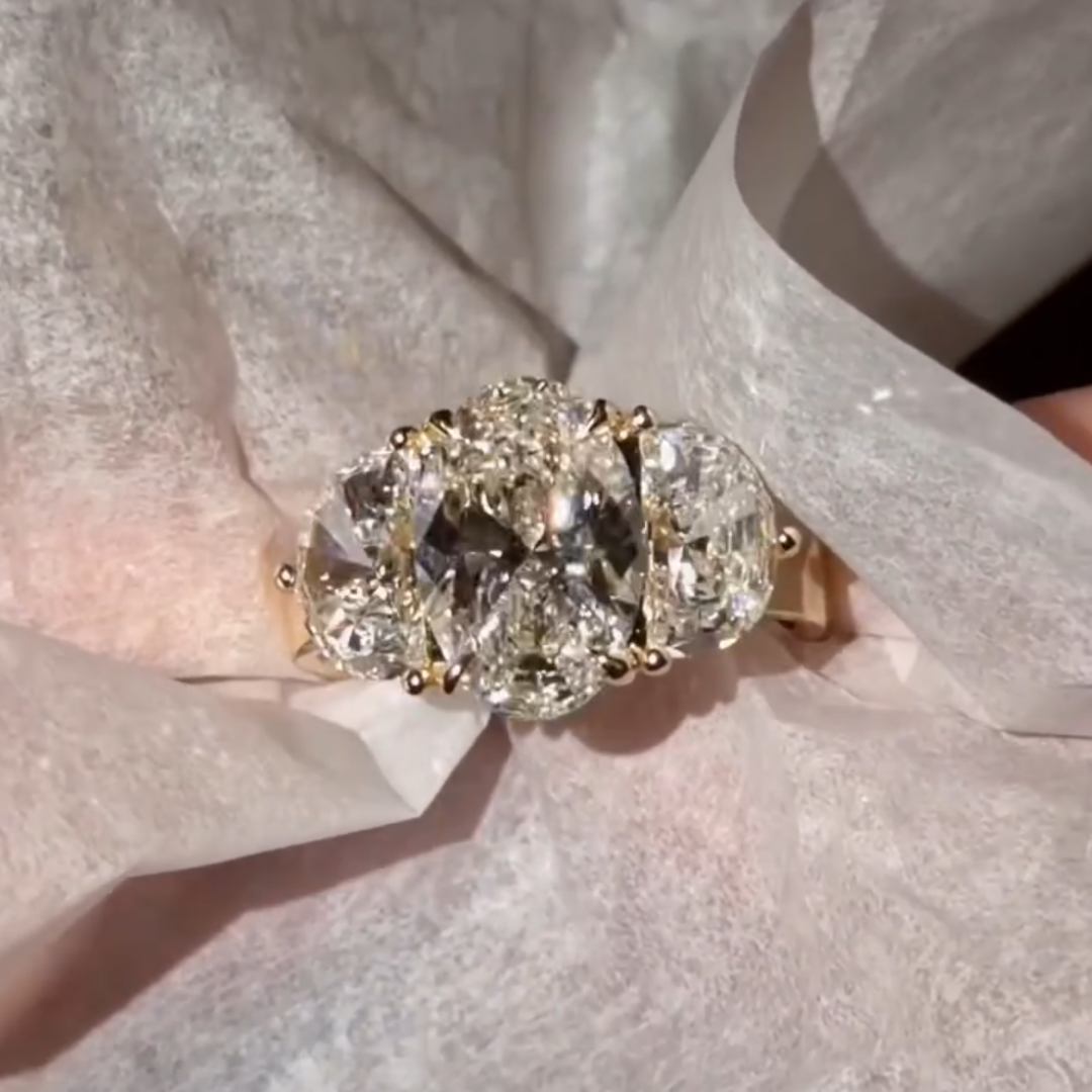 Classic 3ct Three-stone Design White Stone Ring