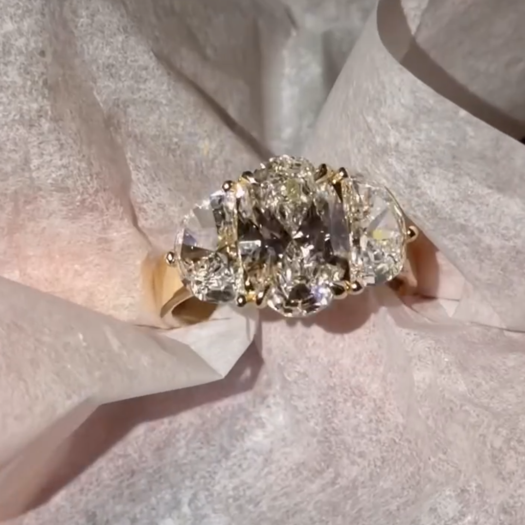 Classic 3ct Three-stone Design White Stone Ring