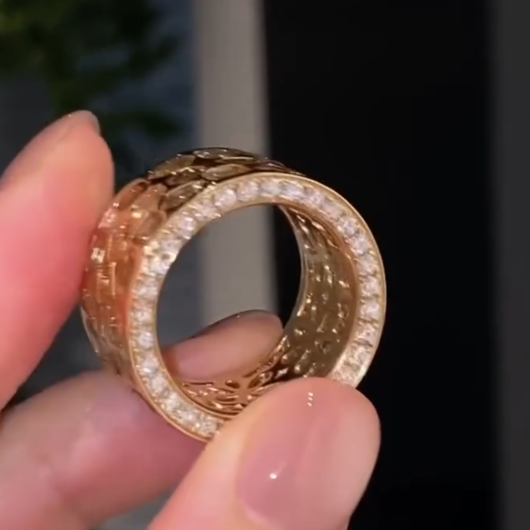 4.8ct Irregular Cut Yellow Stone Eternity Ring
