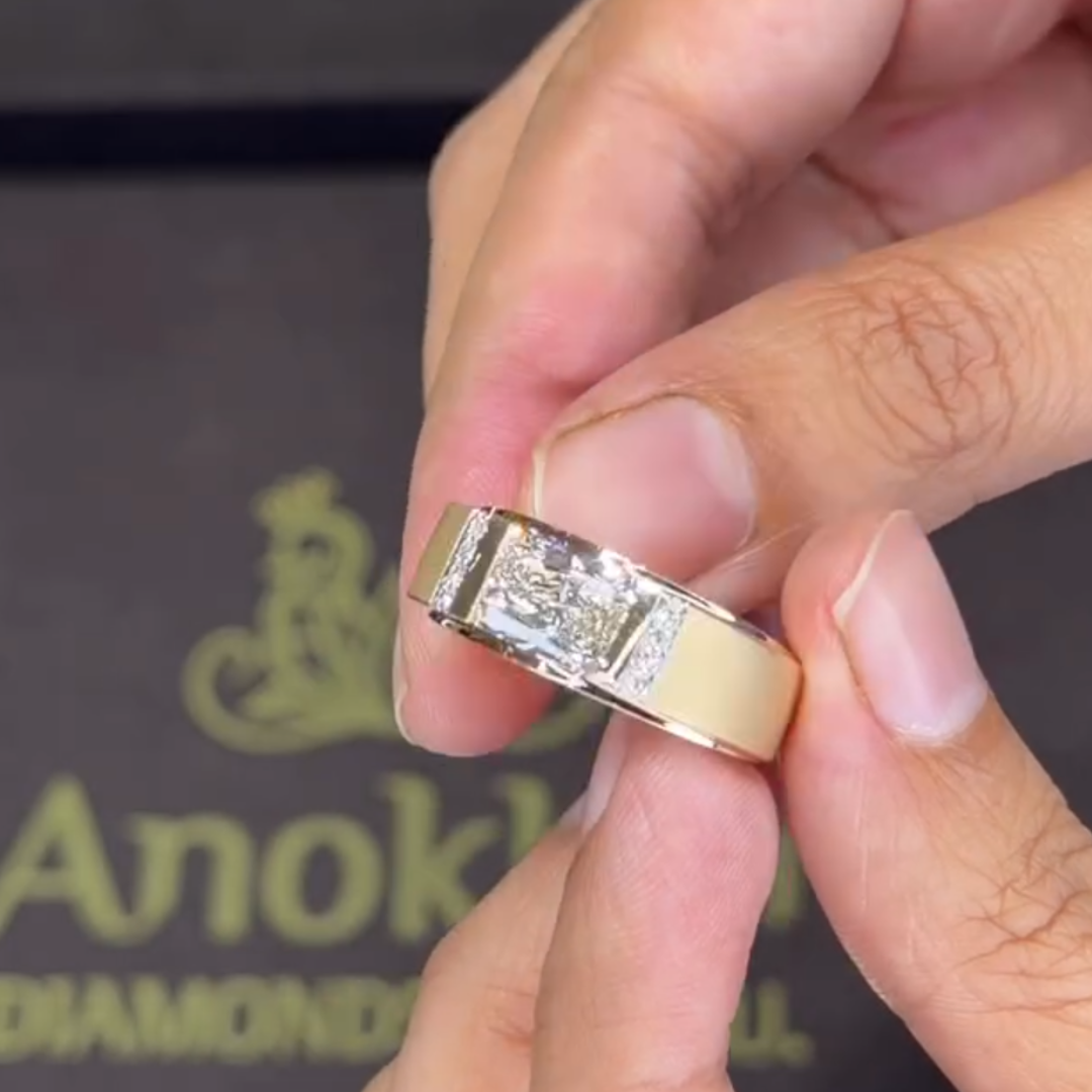 4ct Bezel Setting Men‘s Solitaire Ring