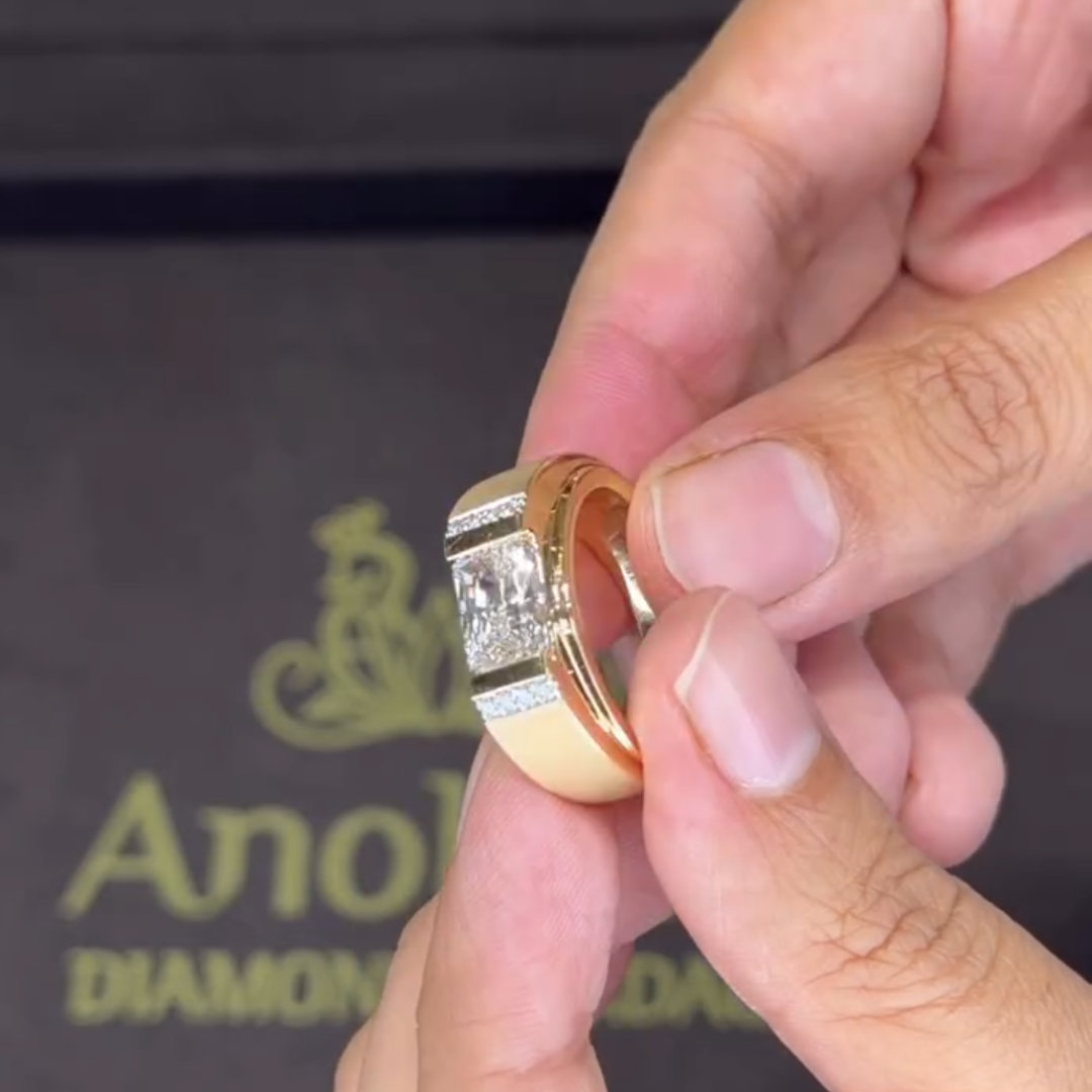 4ct Bezel Setting Men‘s Solitaire Ring