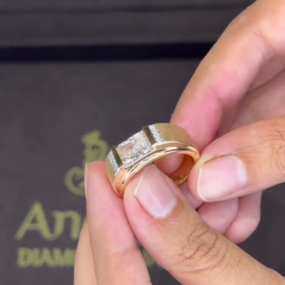 4ct Bezel Setting Men‘s Solitaire Ring