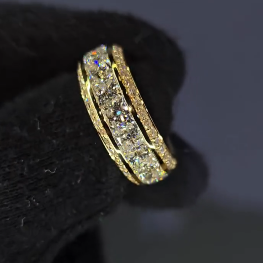 11.35ct Men's Full Eternity Ring in Gold Plating 