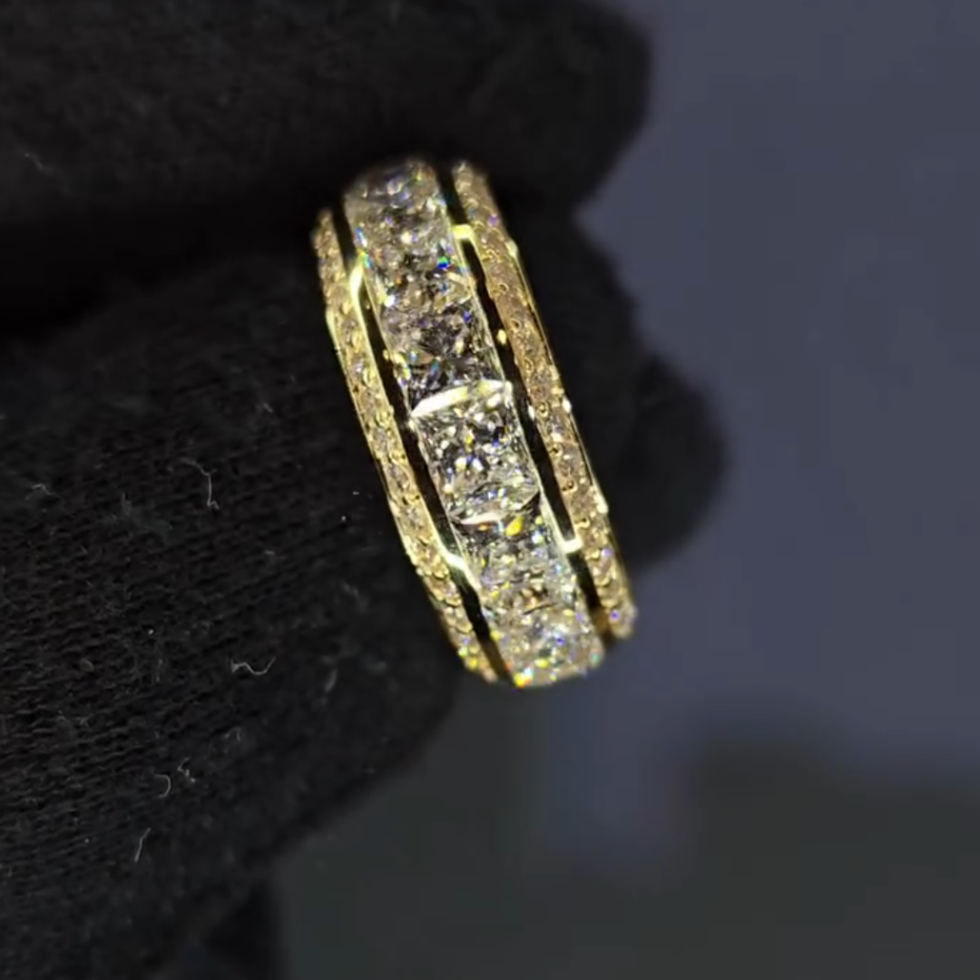 11.35ct Men's Full Eternity Ring in Gold Plating 