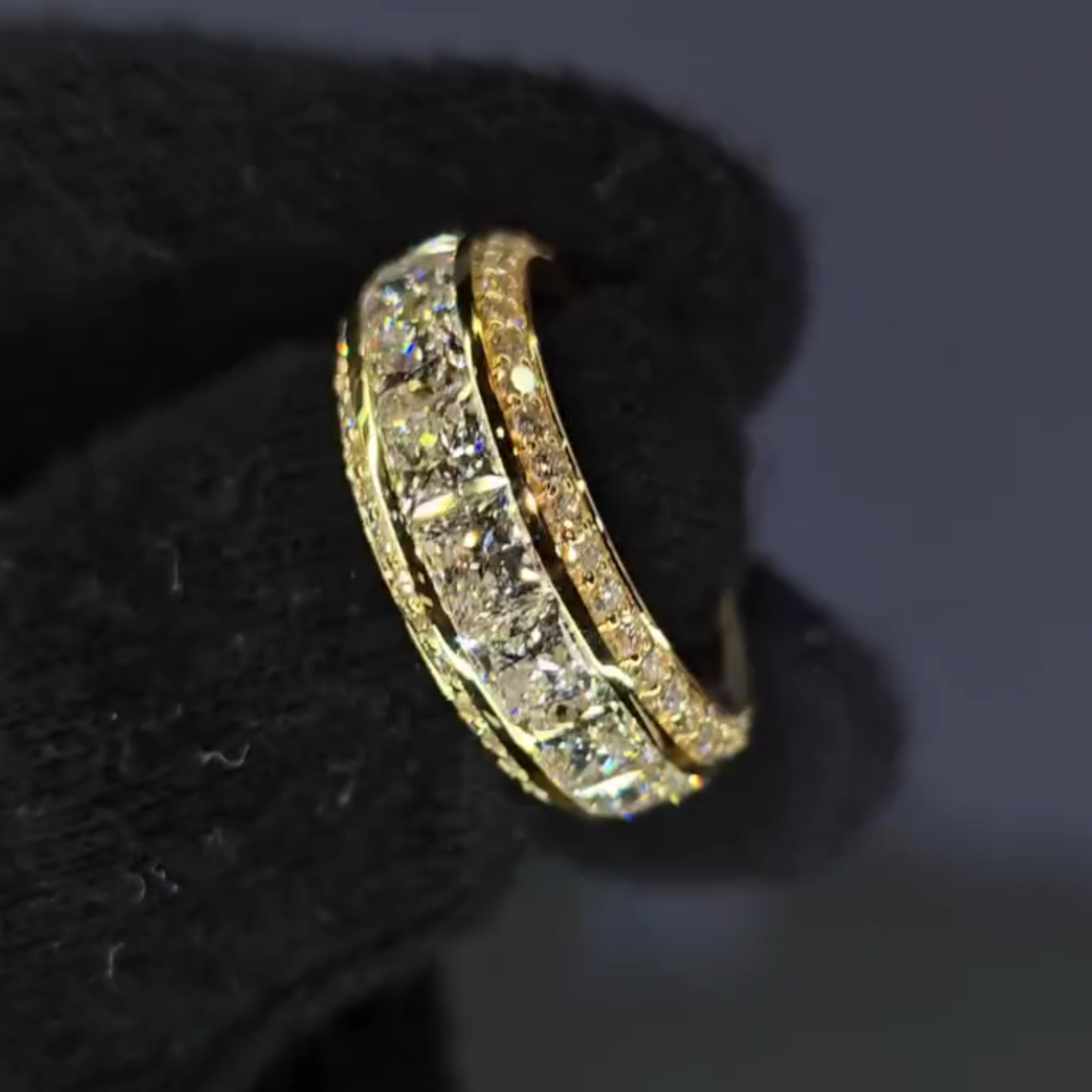 11.35ct Men's Full Eternity Ring in Gold Plating 