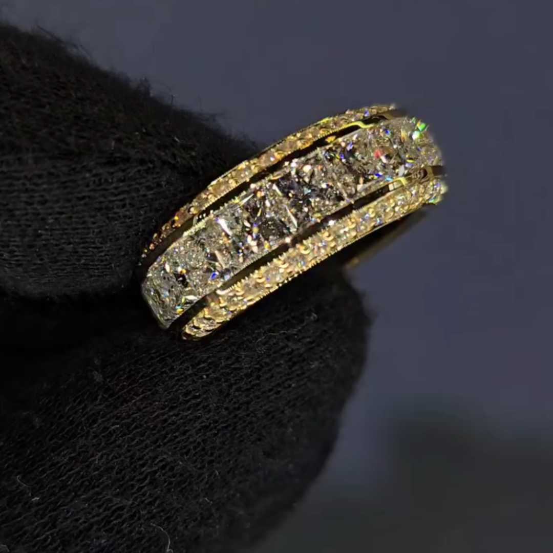 11.35ct Men's Full Eternity Ring in Gold Plating 