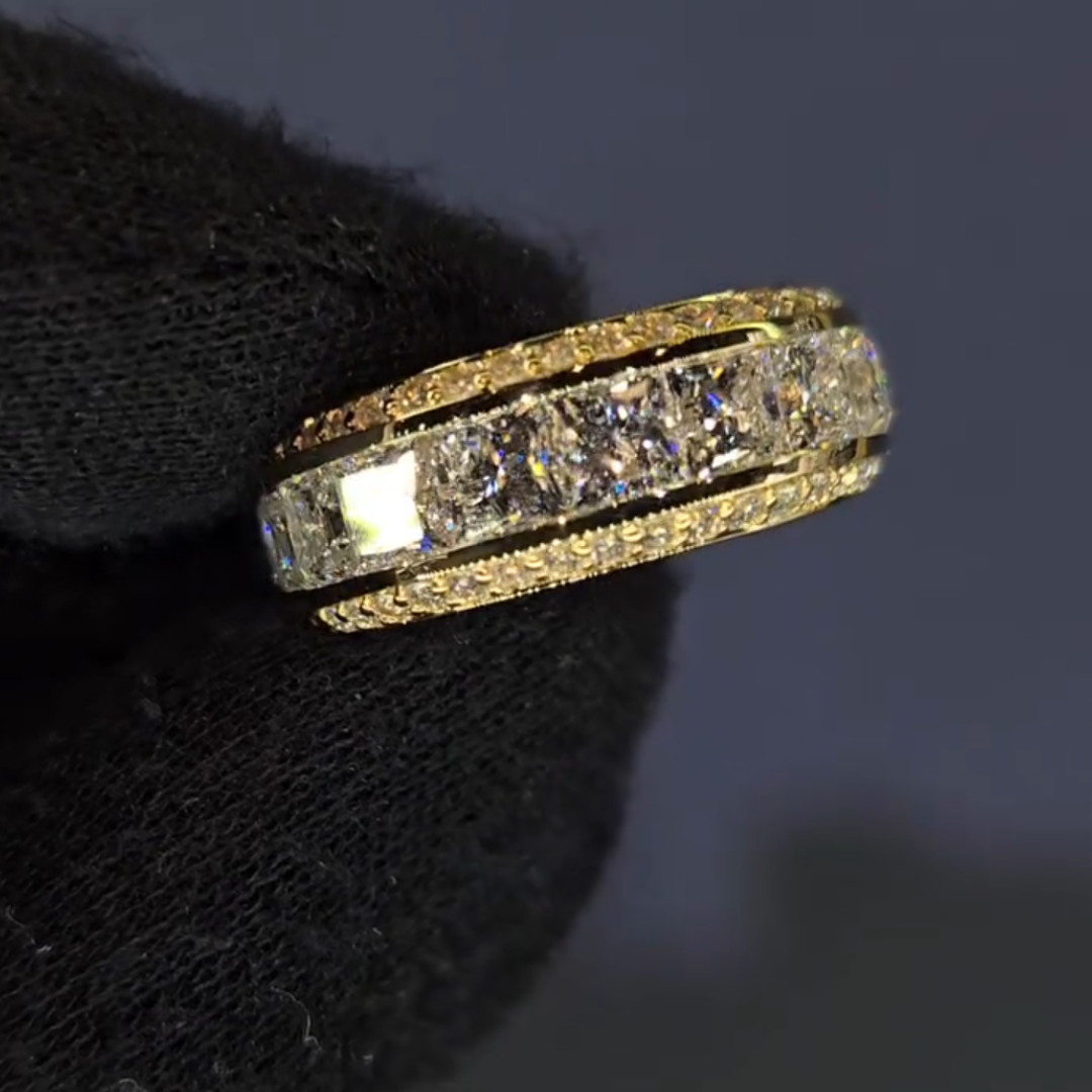 11.35ct Men's Full Eternity Ring in Gold Plating 