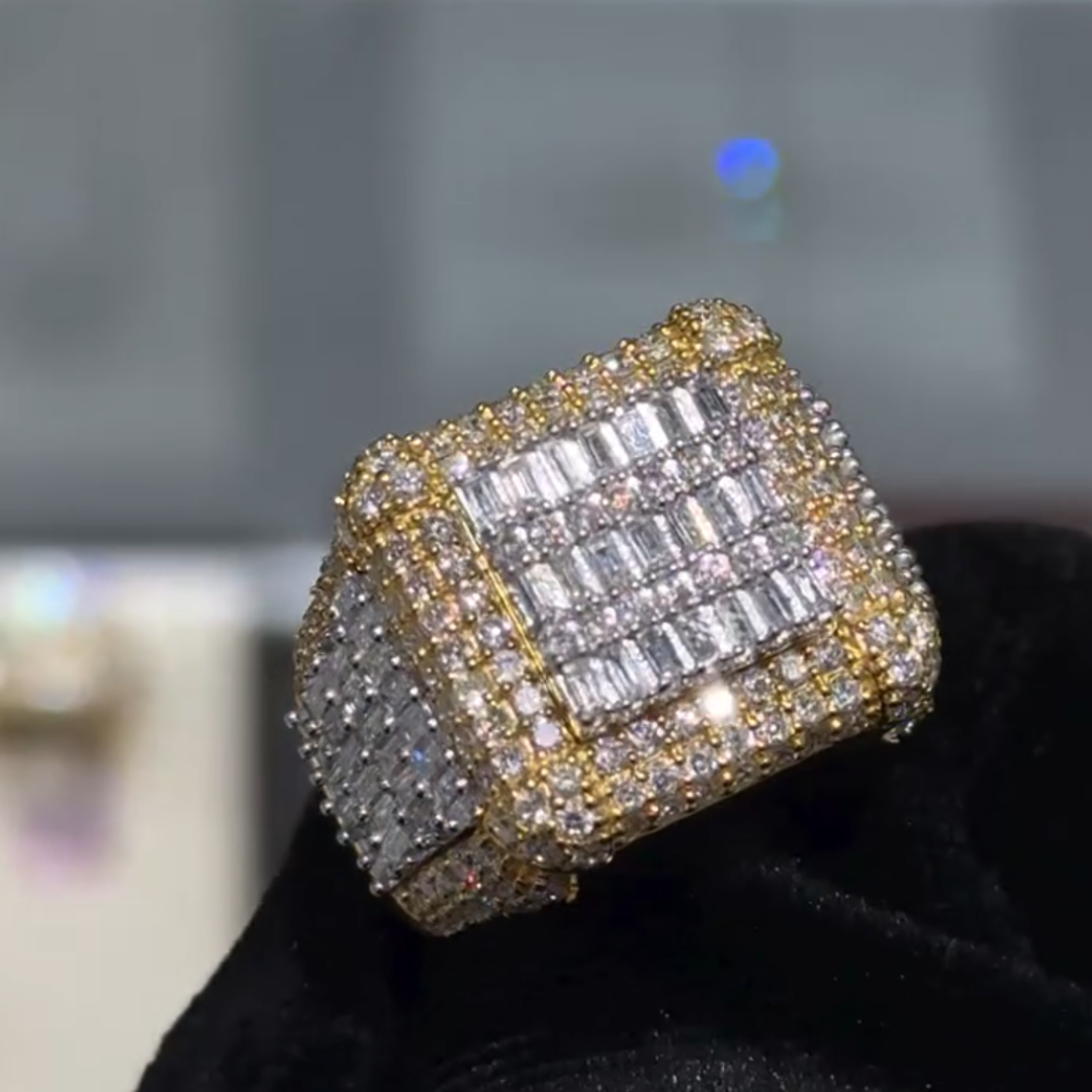 13.7ctw White Stone Pinky Ring In Baguettes 