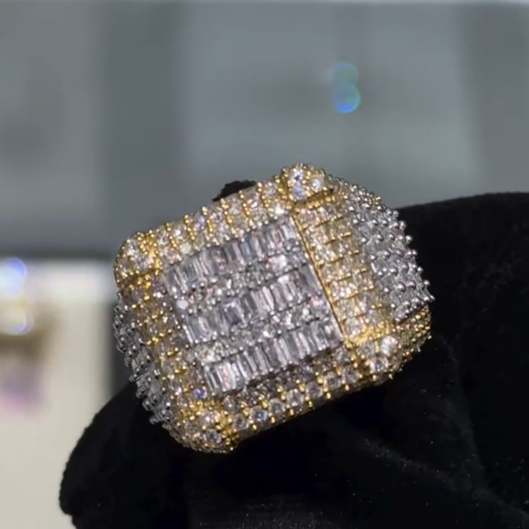 13.7ctw White Stone Pinky Ring In Baguettes 