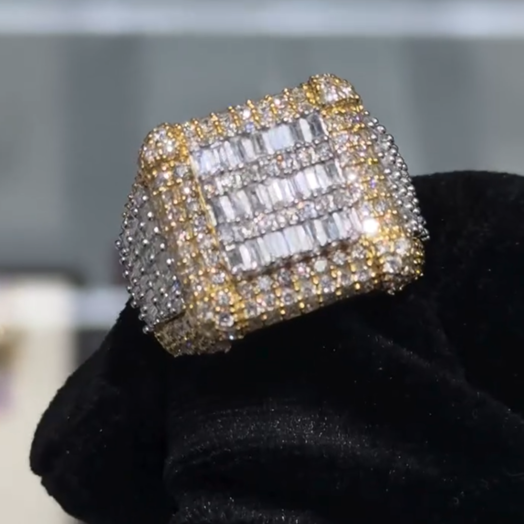 13.7ctw White Stone Pinky Ring In Baguettes 