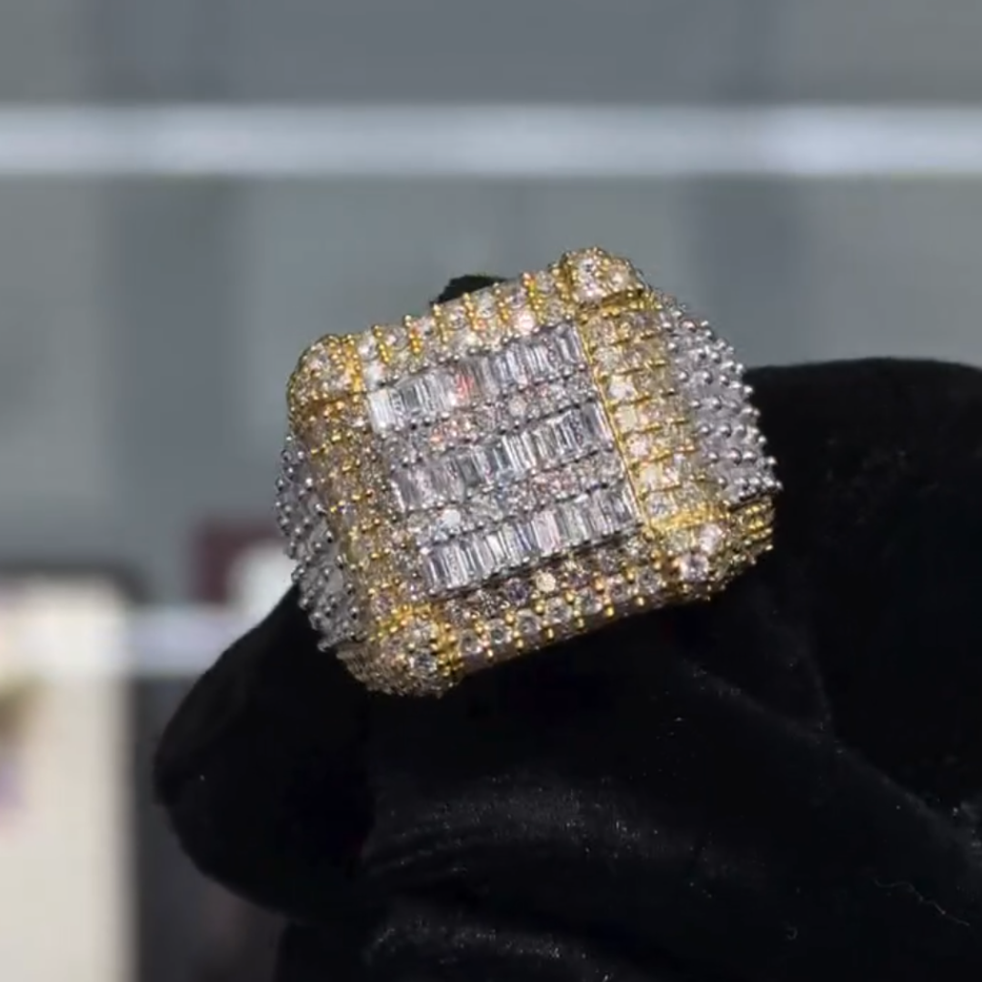 13.7ctw White Stone Pinky Ring In Baguettes 