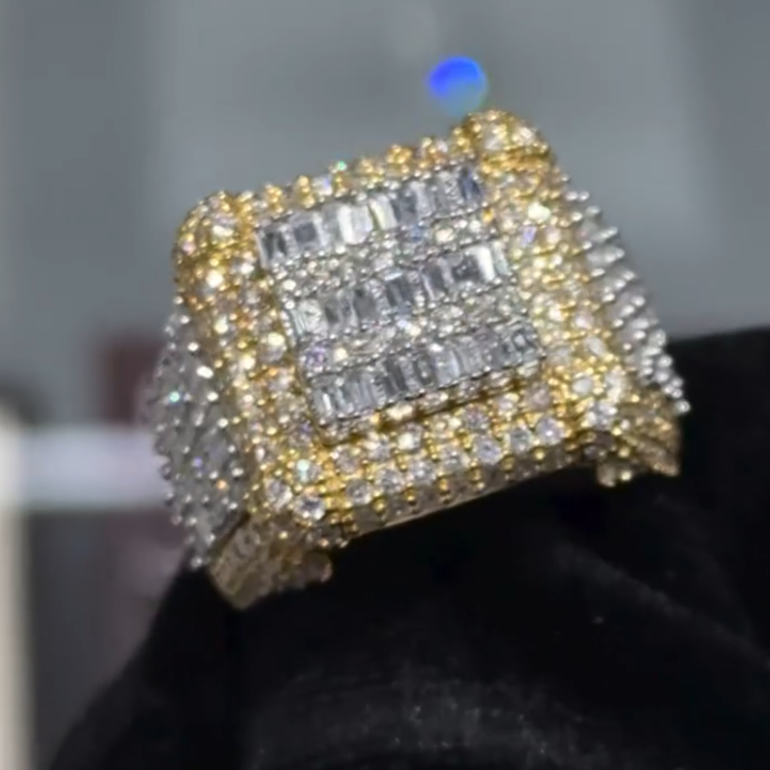 13.7ctw White Stone Pinky Ring In Baguettes 