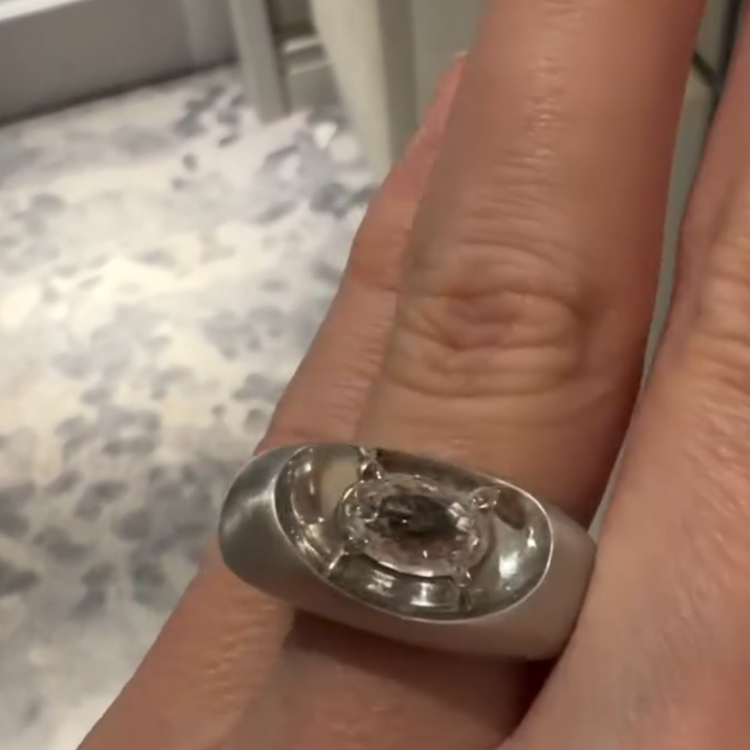 Unique Design 2ct Oval Cut White Stone Ring