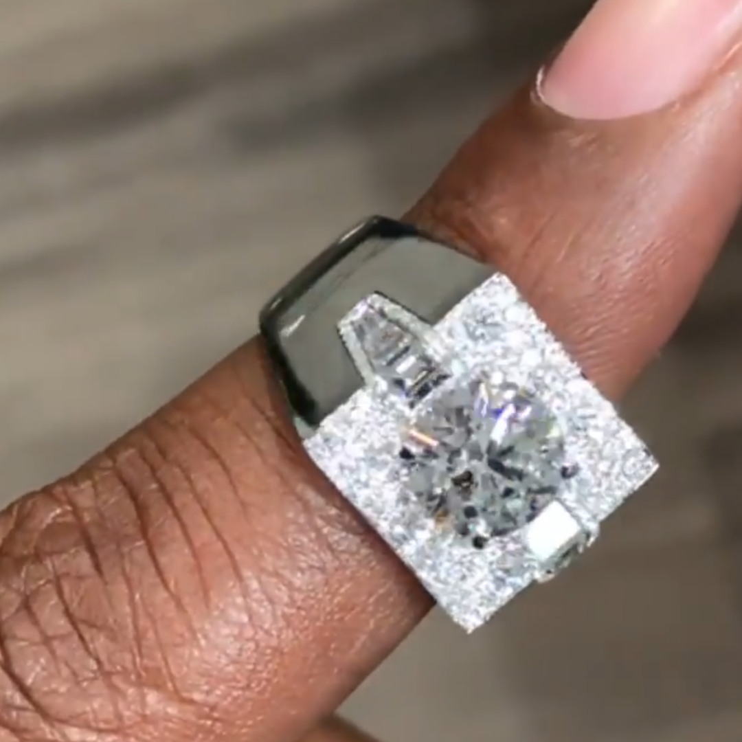 2ct Round Cut White Stone Pinky Ring for Men