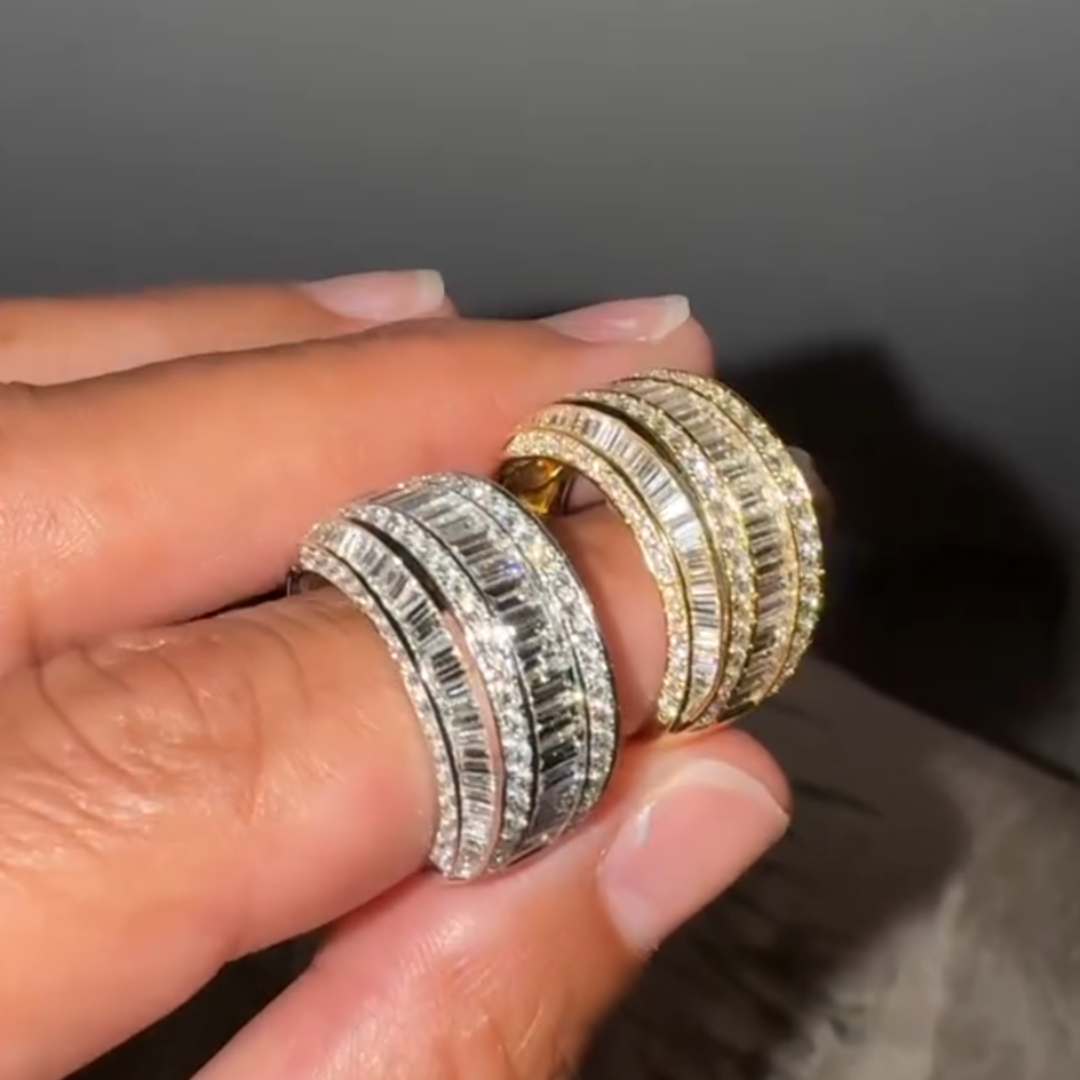 4.57ctw Multi-cut White Stone Half Eternity Ring