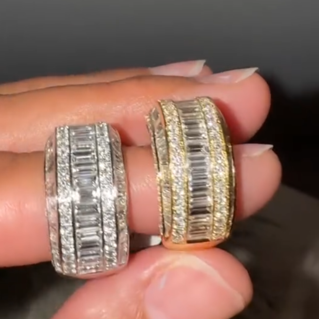 4.57ctw Multi-cut White Stone Half Eternity Ring