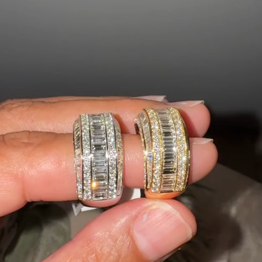 4.57ctw Multi-cut White Stone Half Eternity Ring