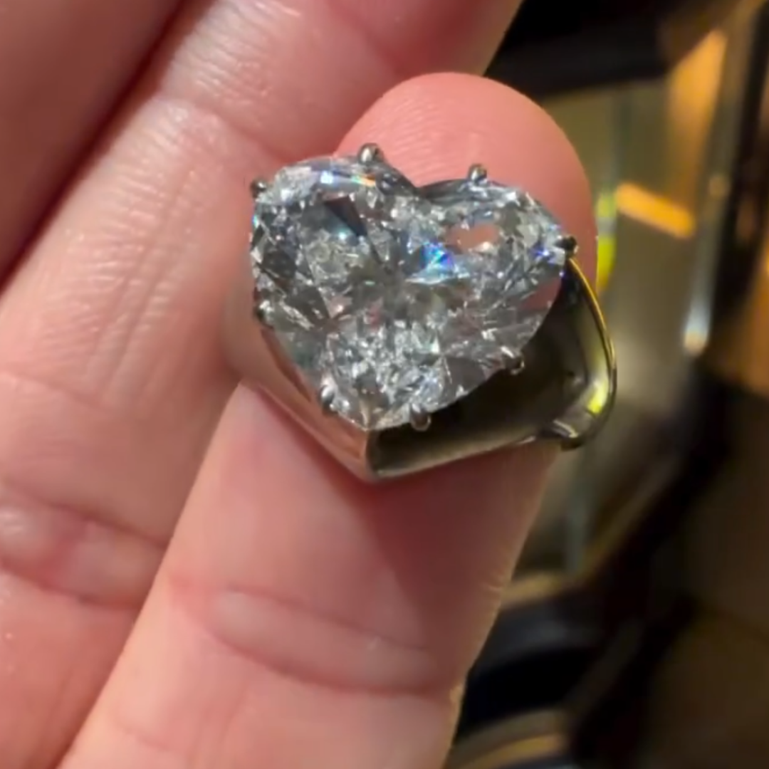 7CT Heart Cut White Stone Solitaire Ring